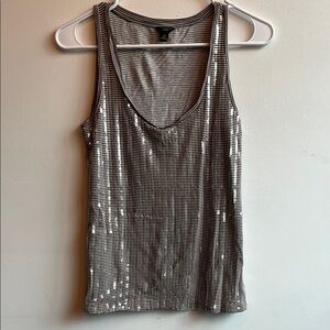 Ann Taylor Shimmering Silver Striped Tank Top size PS